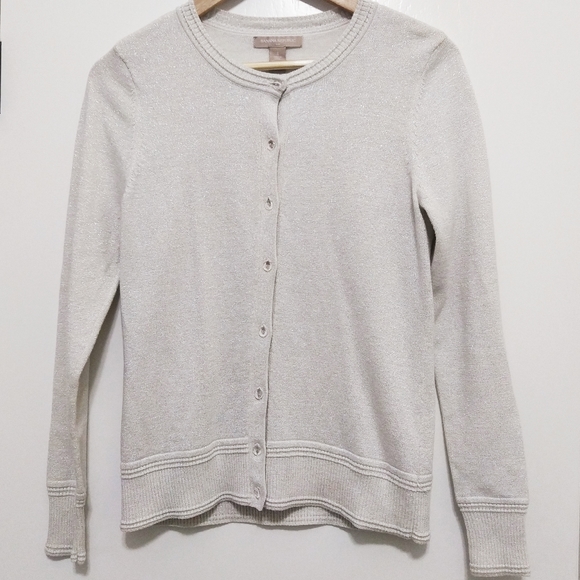 Banana Republic Factory Sweaters - Banana Republic Holiday Silver Shimmer Cardigan